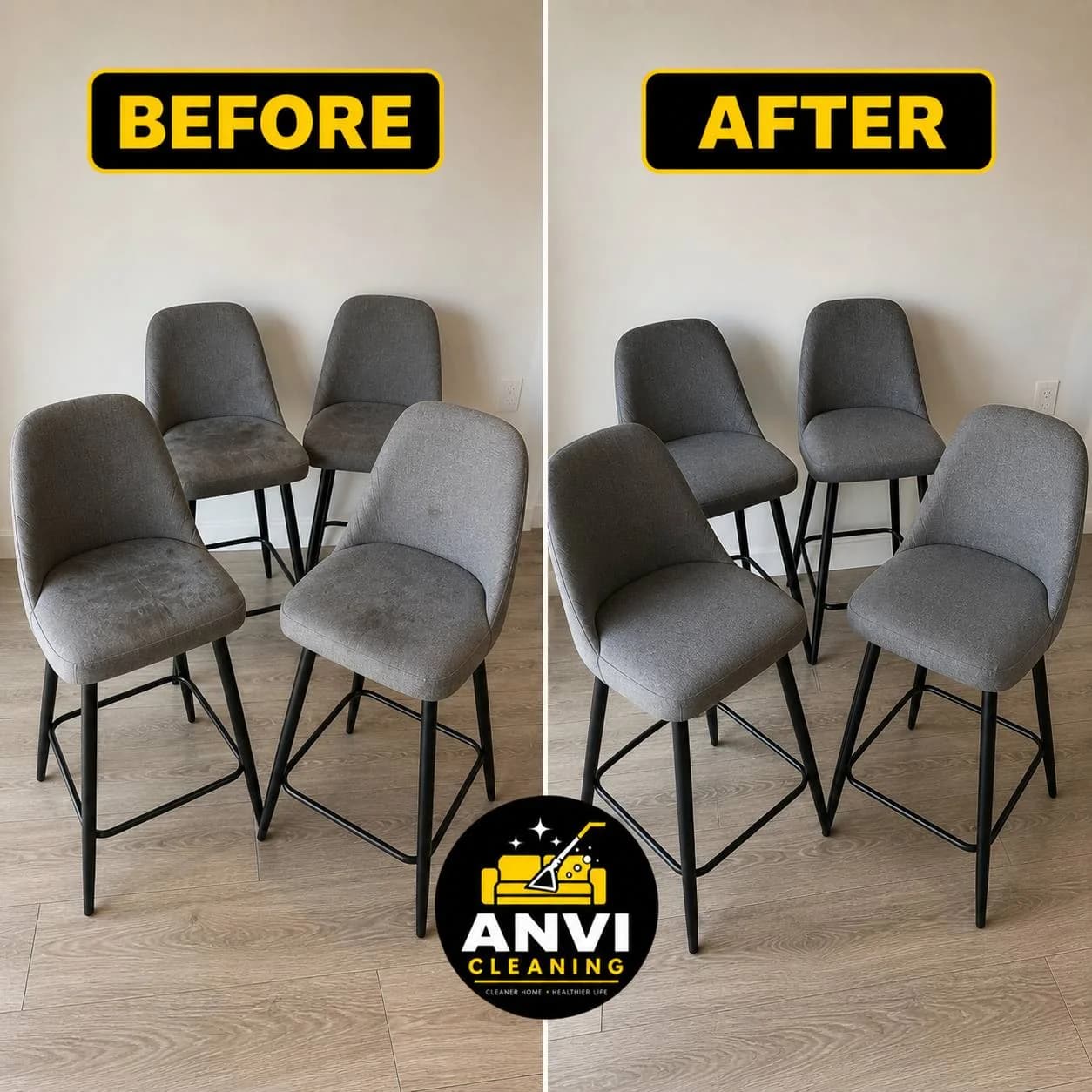 Chair Cleaning — real before and after results from Anvi Cleaning