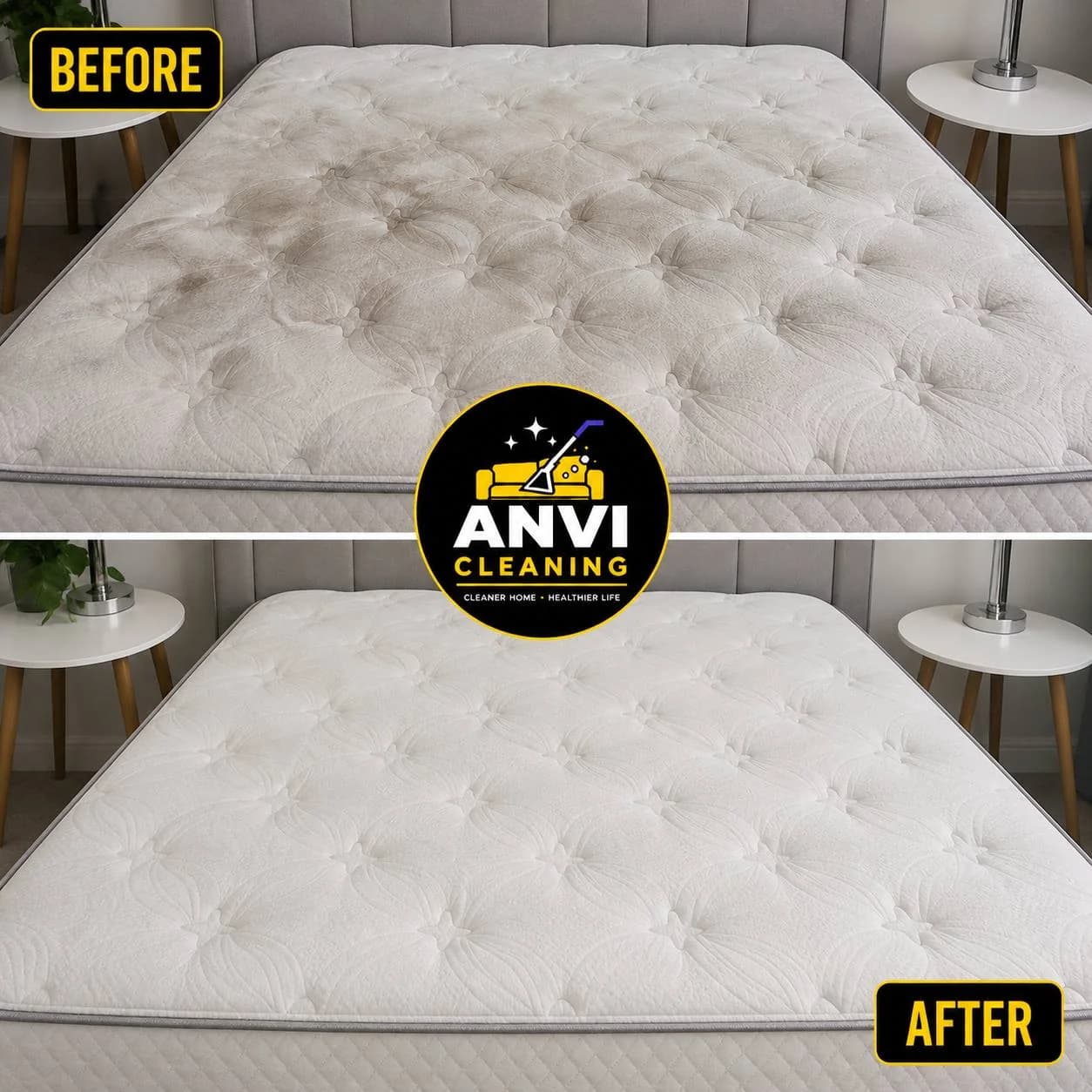 Mattress Cleaning — real before and after results from Anvi Cleaning