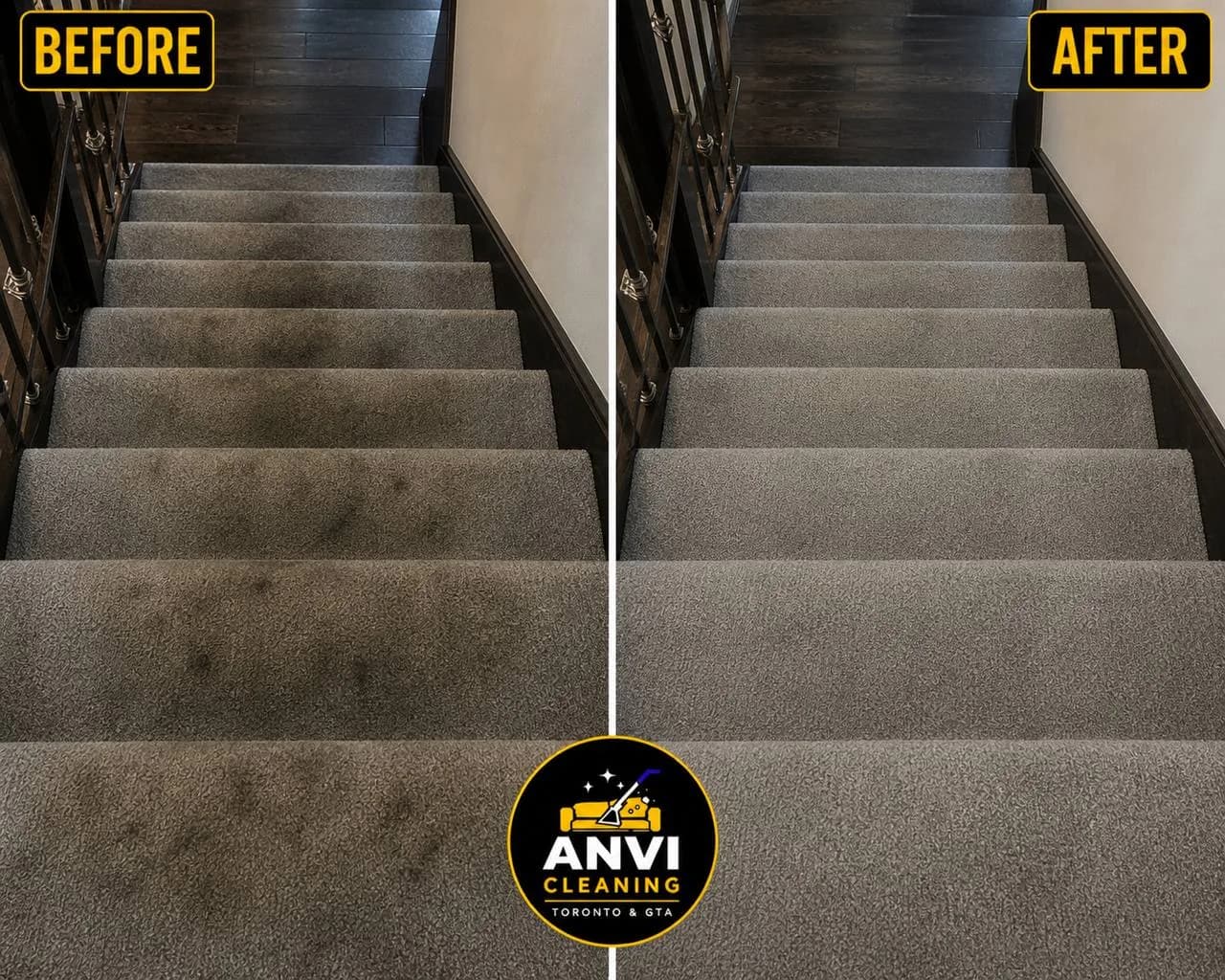Stairs Cleaning — real before and after results from Anvi Cleaning